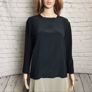 Joseph Ho Black Silk Back Buttons Blouse Size 8